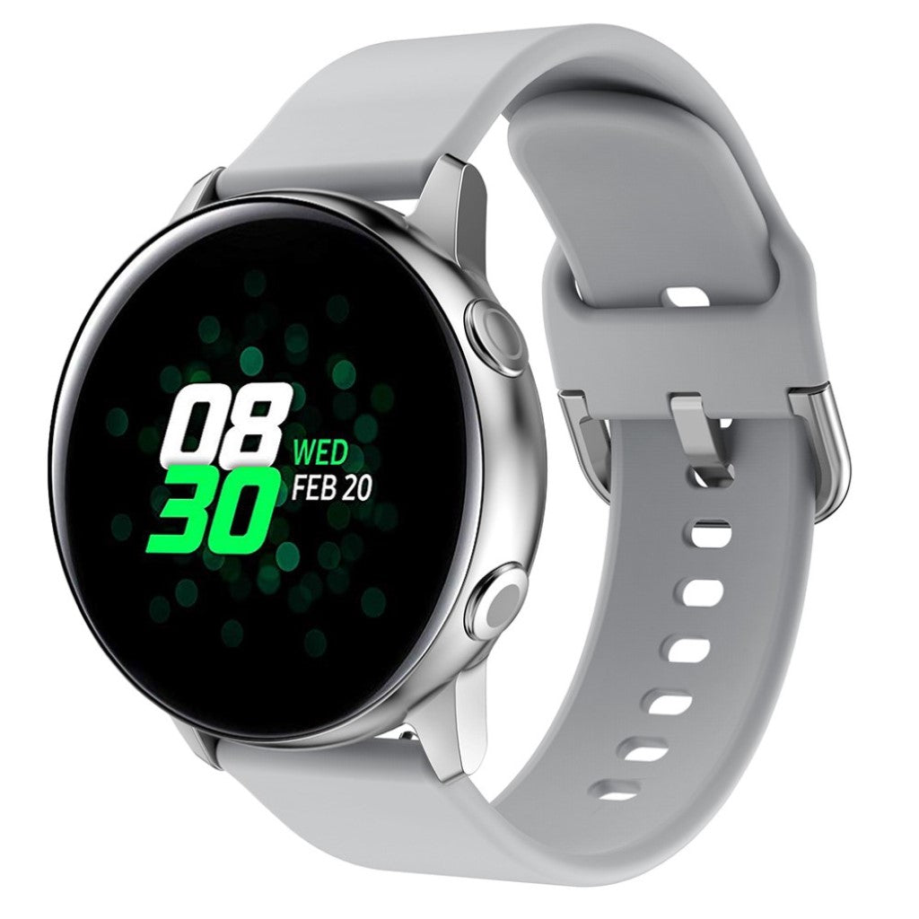 Vildt fed Samsung Galaxy Watch Active Silikone Rem - Sølv#serie_3