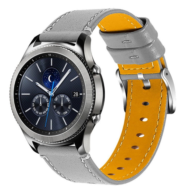  Samsung Gear S3 Frontier / Samsung Gear S3 Ægte læder Rem - Sølv#serie_4