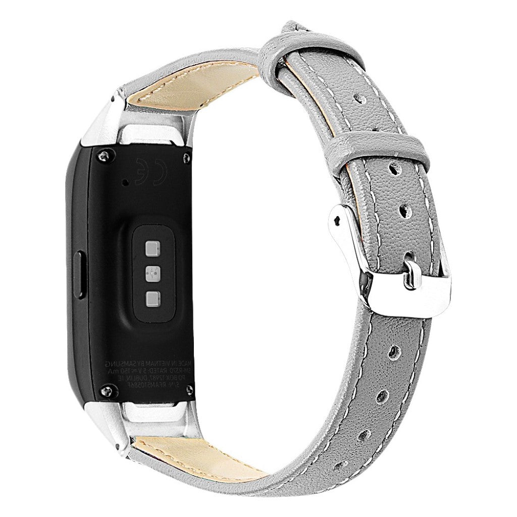 Super holdbart Samsung Galaxy Fit Ægte læder Rem - Sølv#serie_11