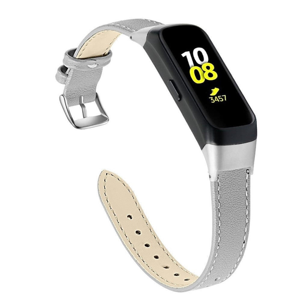 Super holdbart Samsung Galaxy Fit Ægte læder Rem - Sølv#serie_11