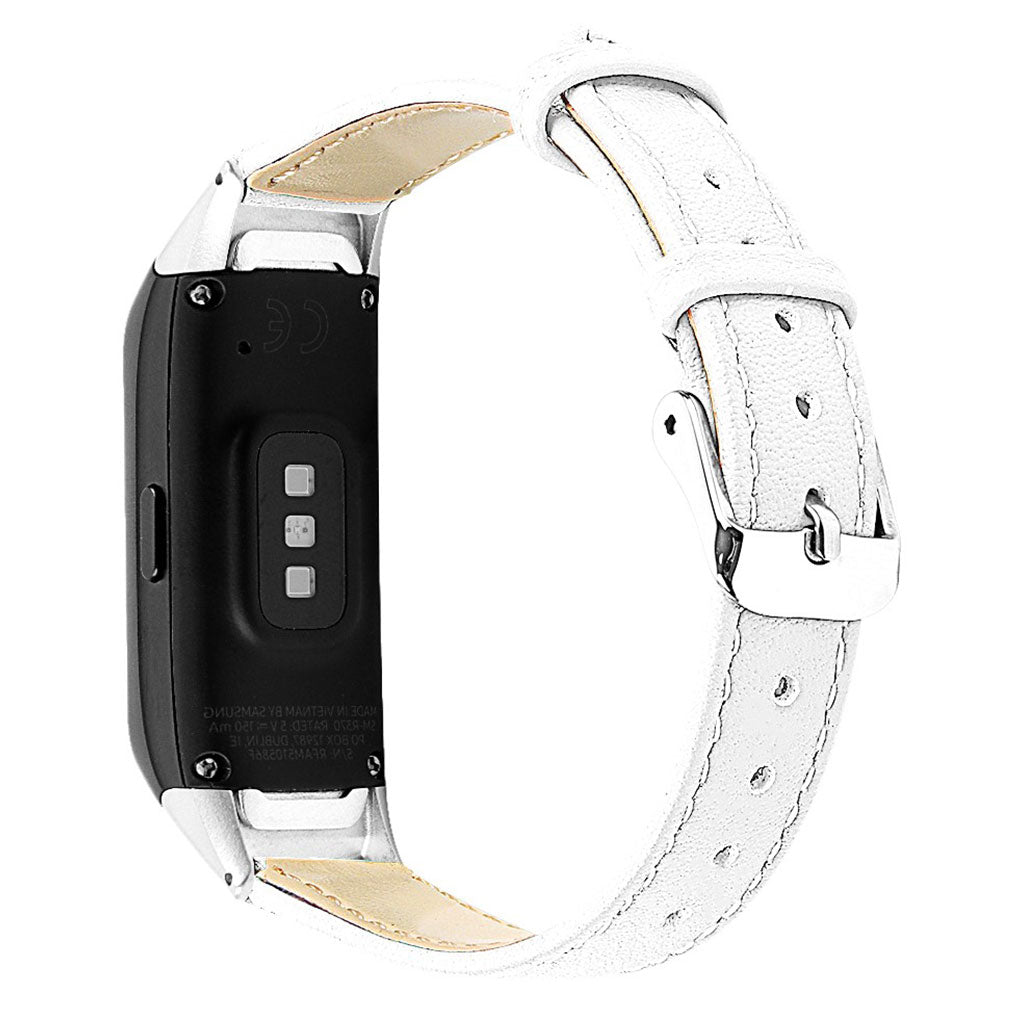 Super holdbart Samsung Galaxy Fit Ægte læder Rem - Hvid#serie_6