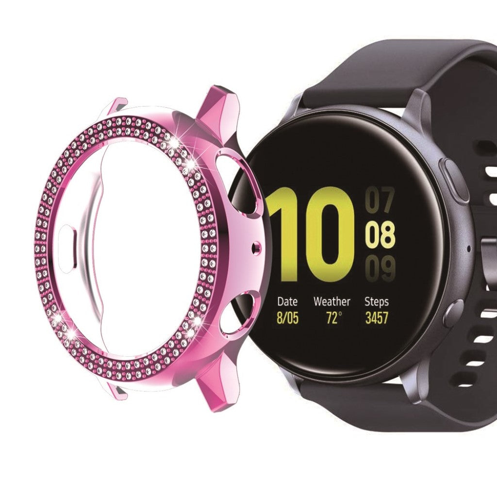 Samsung Galaxy Watch Active 2 - 40mm Elegant Rhinsten og Silikone Bumper  - Pink#serie_5