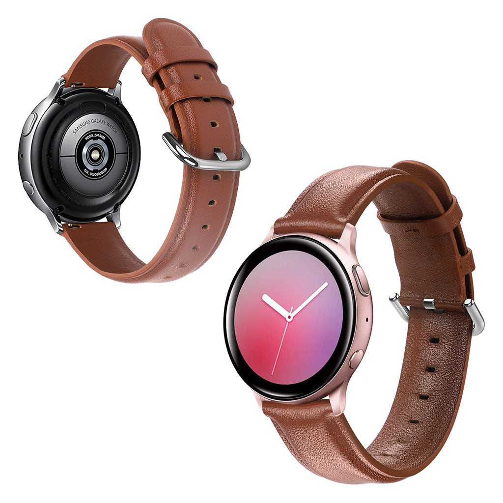 Fed Samsung Galaxy Watch Active 2 - 44mm Ægte læder Rem - Brun#serie_7