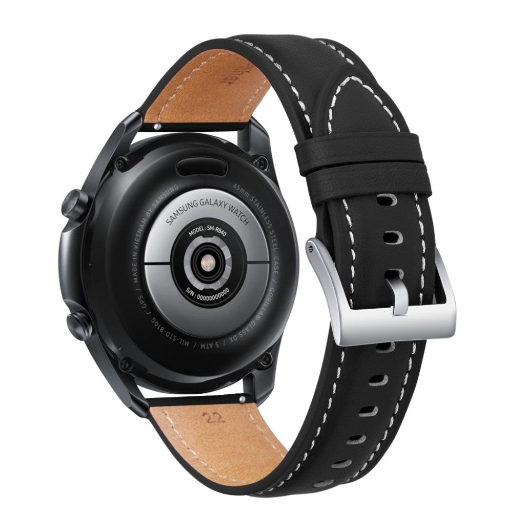 Cool Samsung Galaxy Watch 3 (45mm) Ægte læder Rem - Sort#serie_1