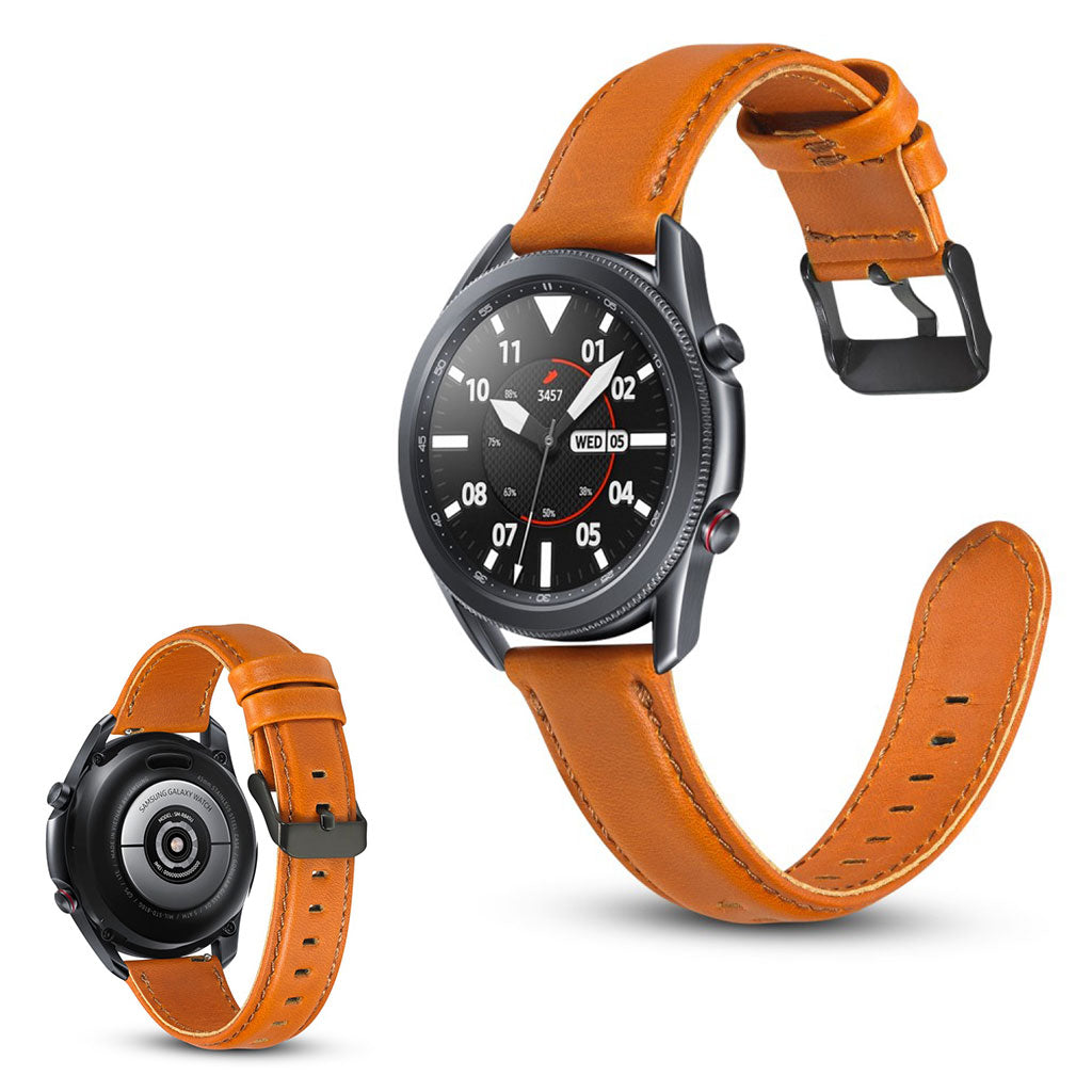 Mega holdbart Samsung Galaxy Watch 3 (45mm) Ægte læder Rem - Orange#serie_4