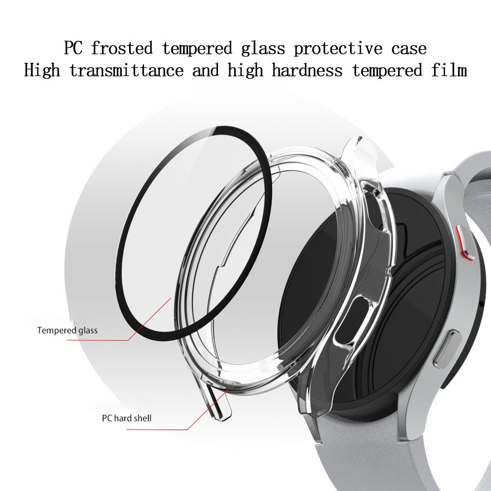 Super Pænt Samsung Galaxy Watch 4 (44mm) Cover med Skærmbeskytter i Plastik og Hærdet Glas - Gennemsigtig#serie_4