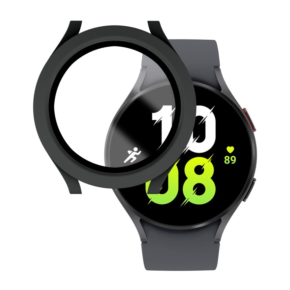 Meget Fint Samsung Galaxy Watch 5 (40mm) / Samsung Galaxy Watch 4 (40mm) Cover med Skærmbeskytter i Plastik og Hærdet Glas - Sort#serie_1