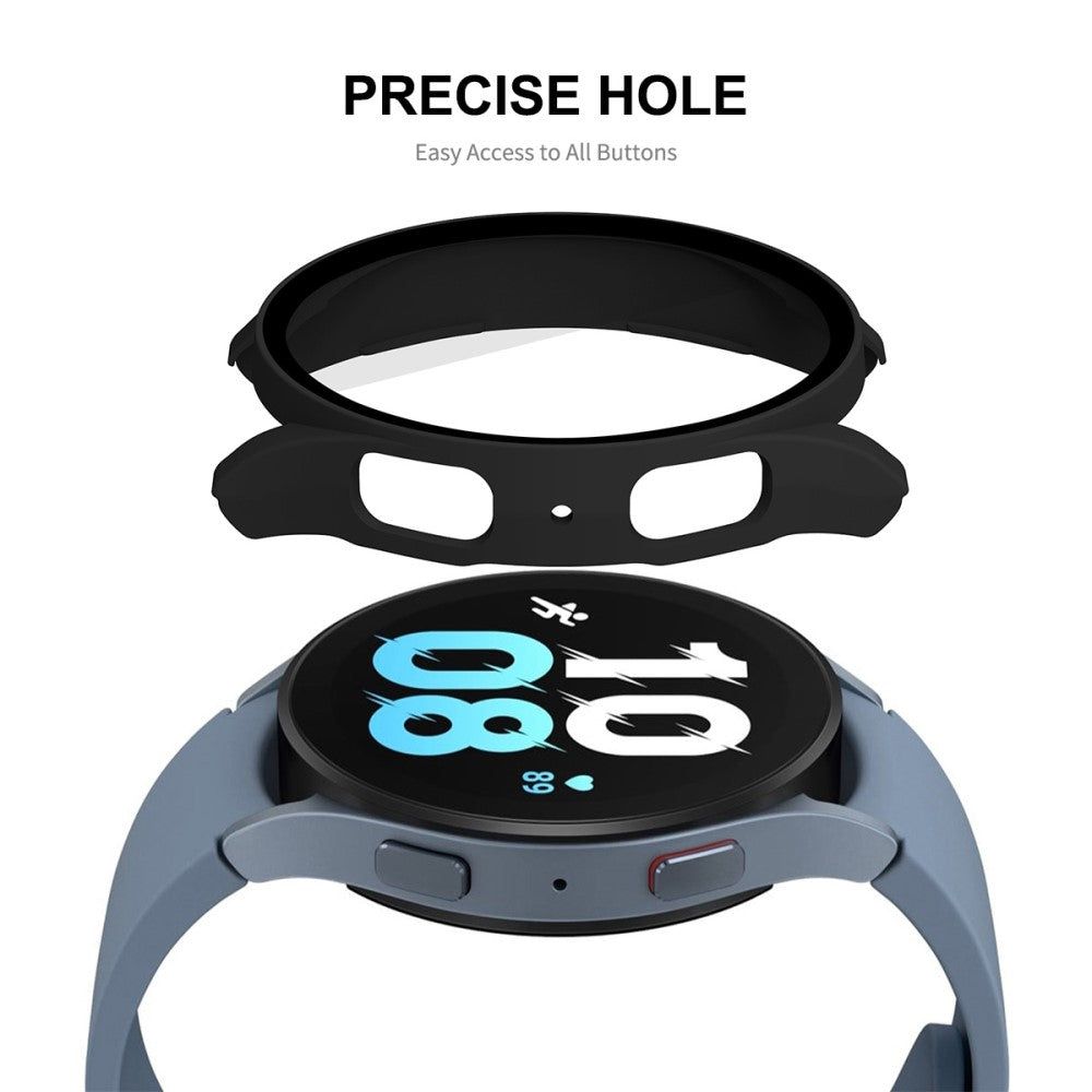 Flot Samsung Galaxy Watch 5 (44mm) Cover med Skærmbeskytter i Plastik og Hærdet Glas - Sølv#serie_2