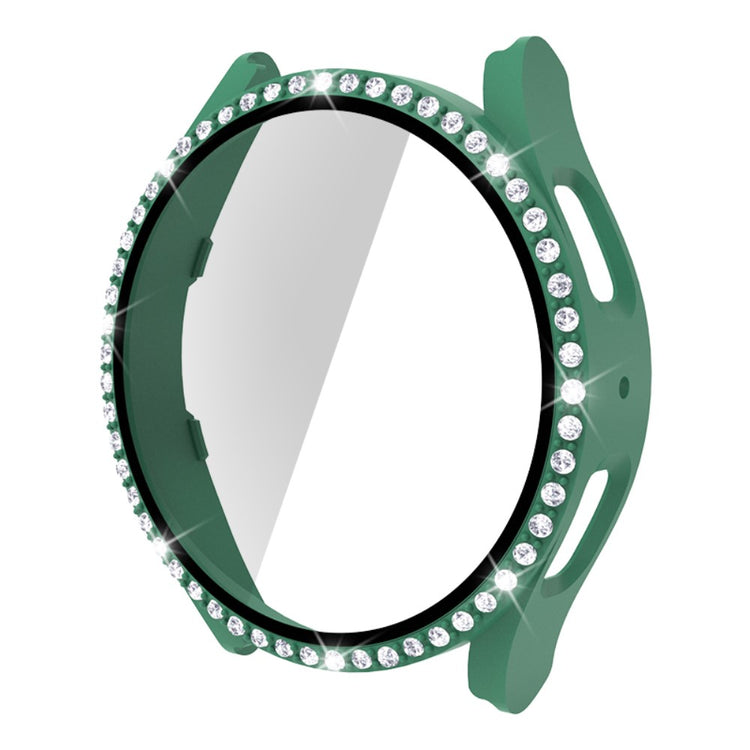 Vildt Fint Samsung Galaxy Watch 5 (44mm) Cover med Skærmbeskytter i Plastik og Rhinsten - Grøn#serie_6