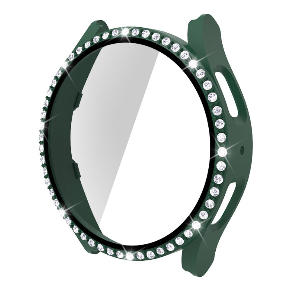 Vildt Fint Samsung Galaxy Watch 5 (44mm) Cover med Skærmbeskytter i Plastik og Rhinsten - Grøn#serie_9