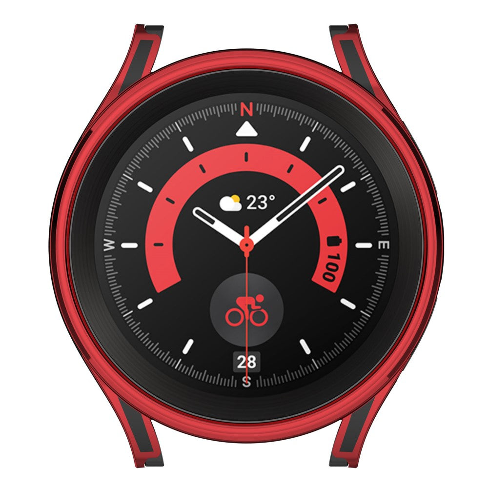 Samsung Galaxy Watch 5 (44mm) Plastik Cover med Hærdet Glas - Rød#serie_3