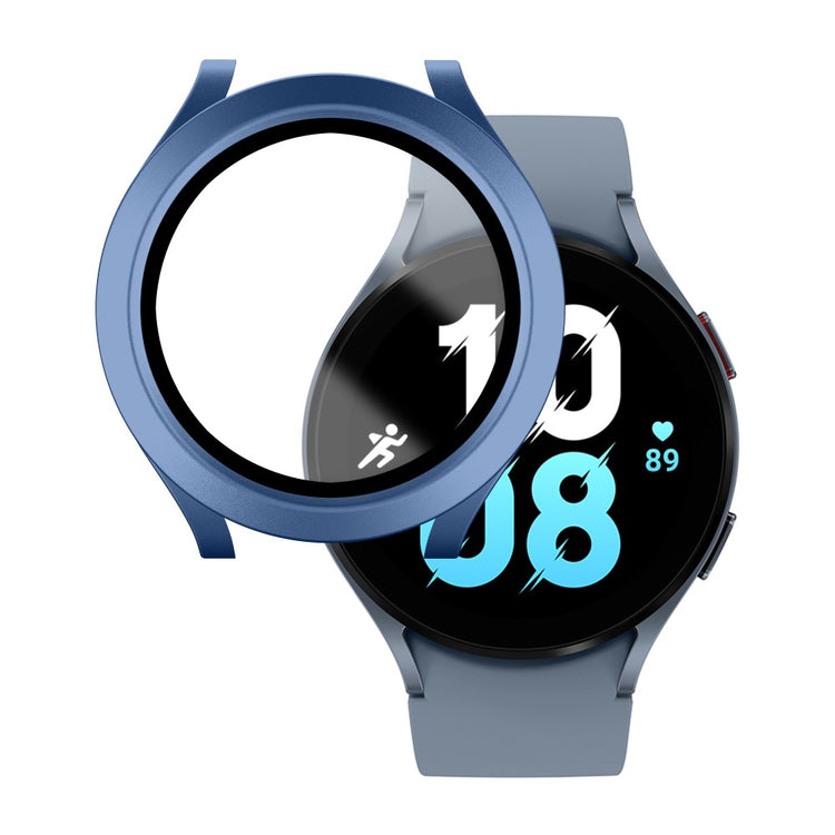 Mega Flot Samsung Galaxy Watch 5 (44mm) / Samsung Galaxy Watch 4 (44mm) Cover med Skærmbeskytter i Plastik og Hærdet Glas - Blå#serie_10