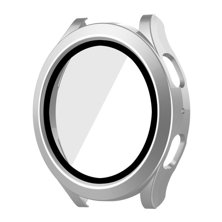 Mega Flot Samsung Galaxy Watch 5 (44mm) / Samsung Galaxy Watch 4 (44mm) Cover med Skærmbeskytter i Plastik og Hærdet Glas - Sølv#serie_3