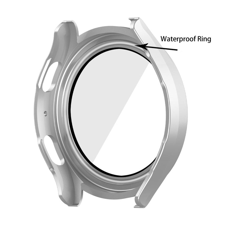 Mega Flot Samsung Galaxy Watch 5 (44mm) / Samsung Galaxy Watch 4 (44mm) Cover med Skærmbeskytter i Plastik og Hærdet Glas - Sølv#serie_3