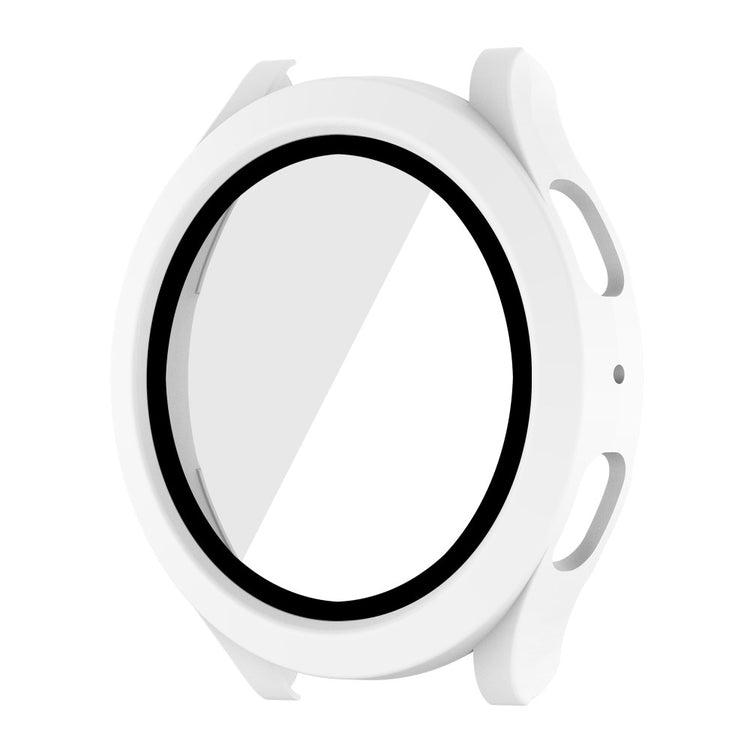 Mega Flot Samsung Galaxy Watch 5 (44mm) / Samsung Galaxy Watch 4 (44mm) Cover med Skærmbeskytter i Plastik og Hærdet Glas - Hvid#serie_4