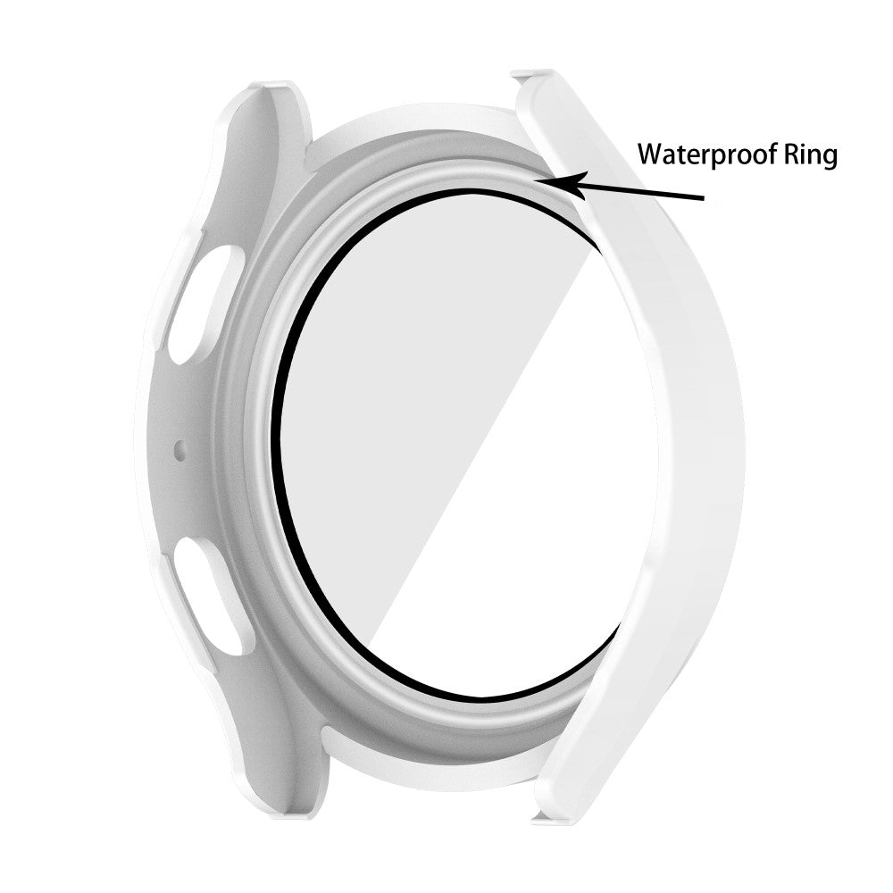 Mega Flot Samsung Galaxy Watch 5 (44mm) / Samsung Galaxy Watch 4 (44mm) Cover med Skærmbeskytter i Plastik og Hærdet Glas - Hvid#serie_4