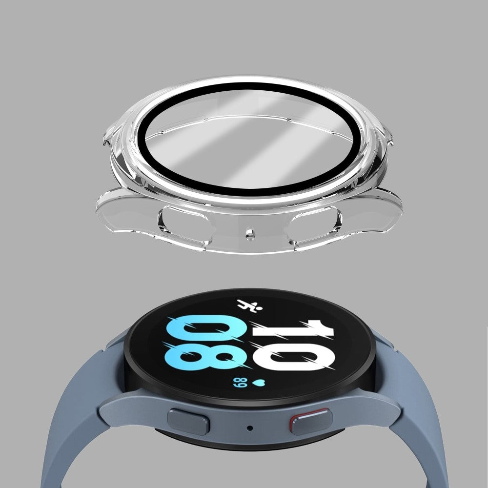 Mega Flot Samsung Galaxy Watch 5 (44mm) / Samsung Galaxy Watch 4 (44mm) Cover med Skærmbeskytter i Plastik og Hærdet Glas - Gennemsigtig#serie_8