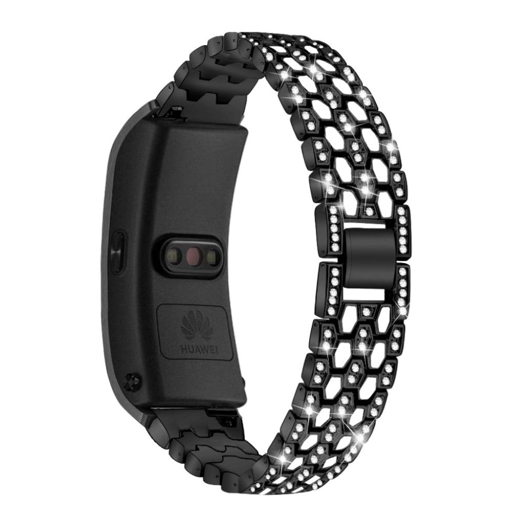 Rigtigt hårdfør Huawei TalkBand B5 Metal og Rhinsten Rem - Sort#serie_1