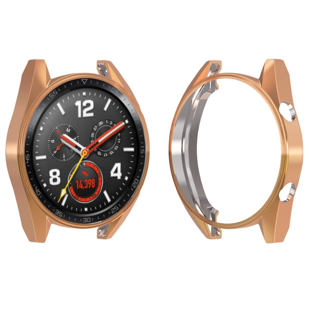 Vildt Godt Huawei Watch GT Cover med Skærmbeskytter i Plastik og Glas - Guld#serie_3