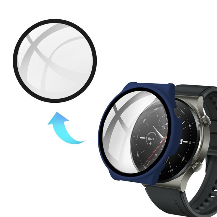 Rigtigt Fed Huawei Watch GT 2 Pro Cover med Skærmbeskytter i Plastik og Hærdet Glas - Blå#serie_6