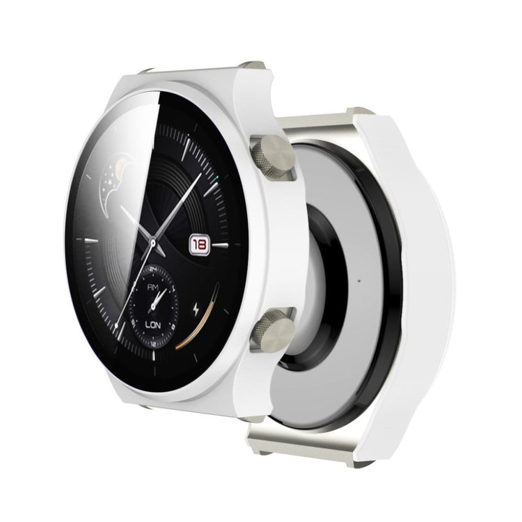 Meget Flot Huawei Watch GT 2 Pro Cover med Skærmbeskytter i Plastik og Hærdet Glas - Hvid#serie_1