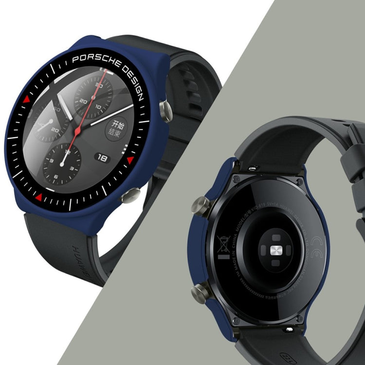 Vildt Fed Huawei Watch GT 2 Pro (Porsche Design) Cover med Skærmbeskytter i Plastik og Hærdet Glas - Blå#serie_6