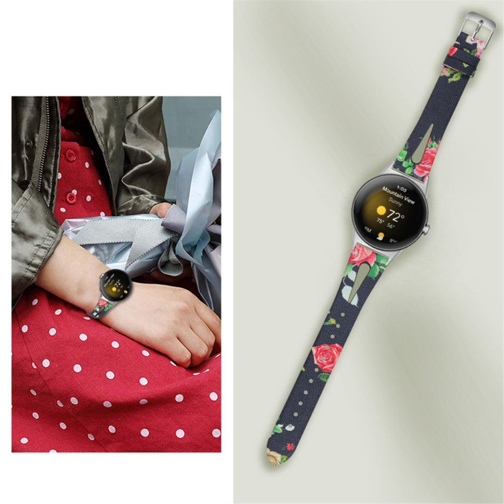 Fortrinligt Google Pixel Watch Ægte læder Rem - Rød#serie_4
