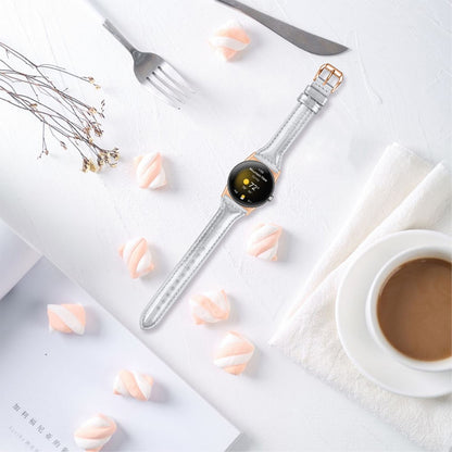 Meget fint Google Pixel Watch Ægte læder Rem - Sølv#serie_6