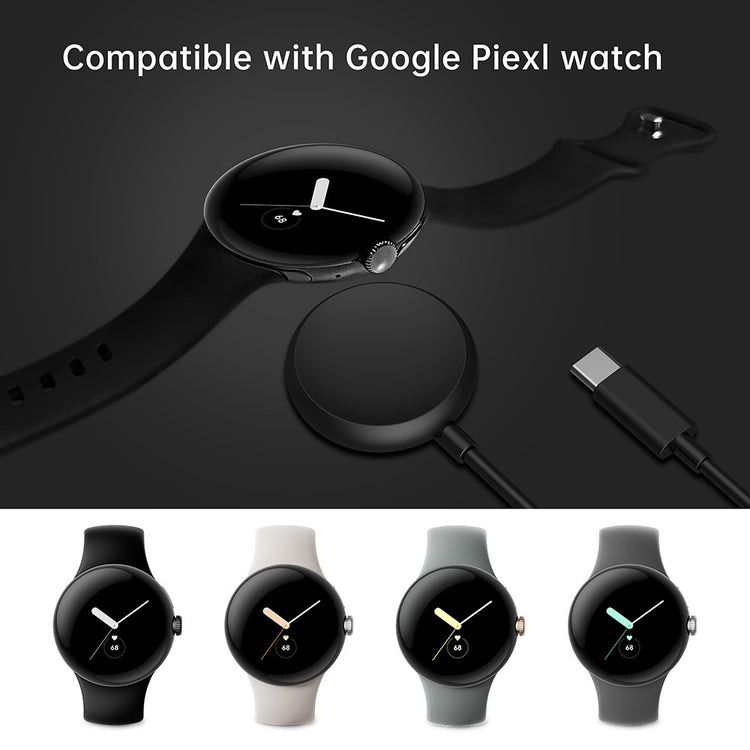 1m Plastik Google Pixel Watch Magnetisk  Type-C Ladestation - Sort#serie_1