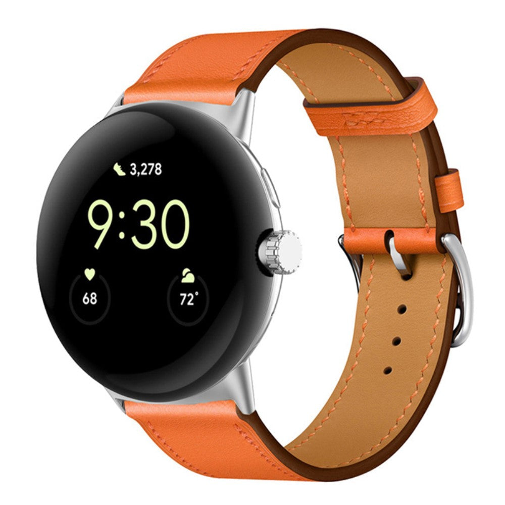 Mega fint Google Pixel Watch Ægte læder Rem - Orange#serie_3