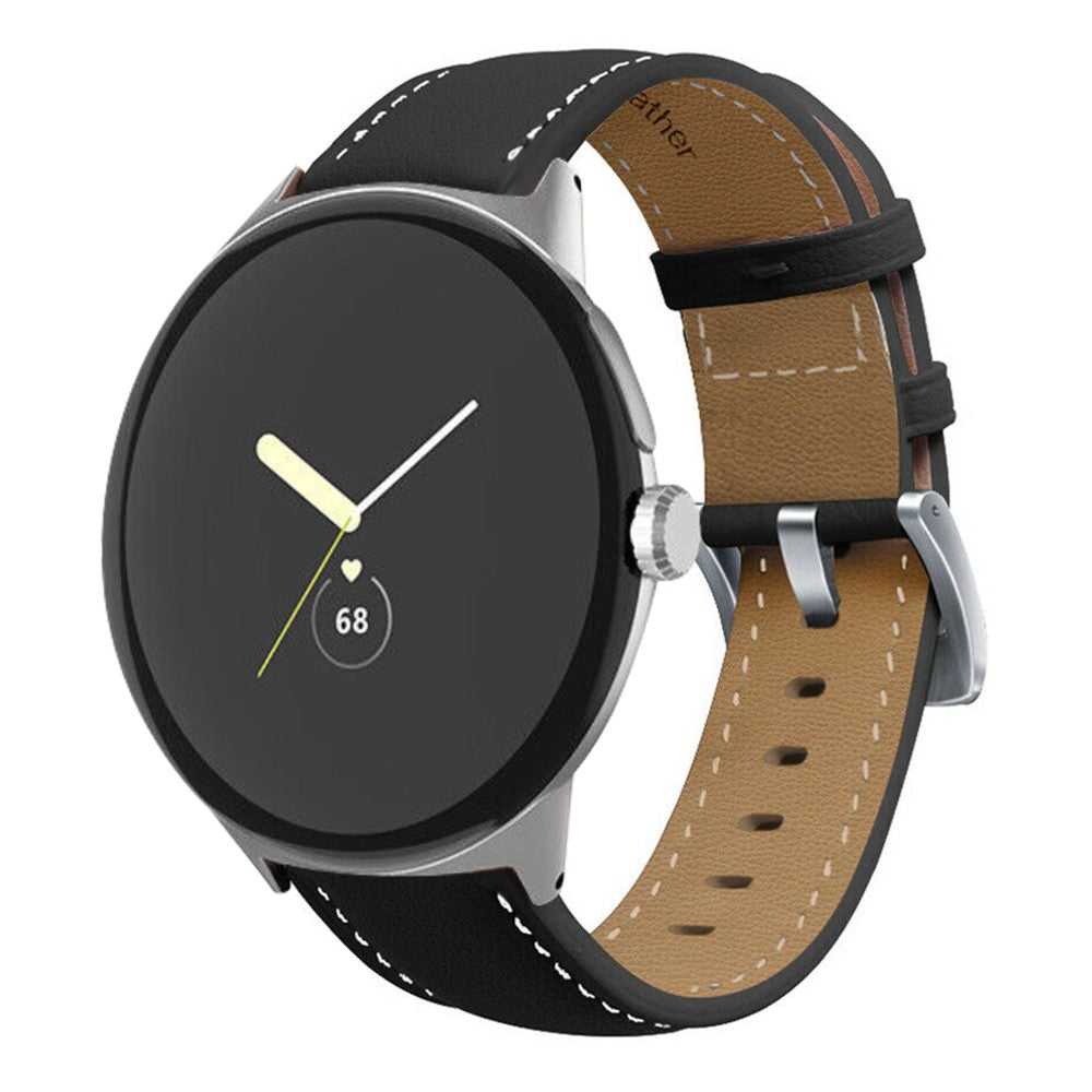 Vildt fantastisk Google Pixel Watch Ægte læder Rem - Sort#serie_1