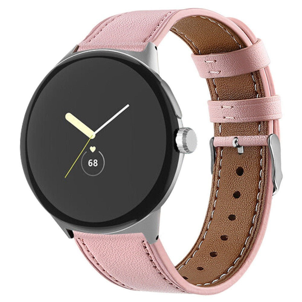 Meget komfortabel Google Pixel Watch Ægte læder Rem - Pink#serie_2