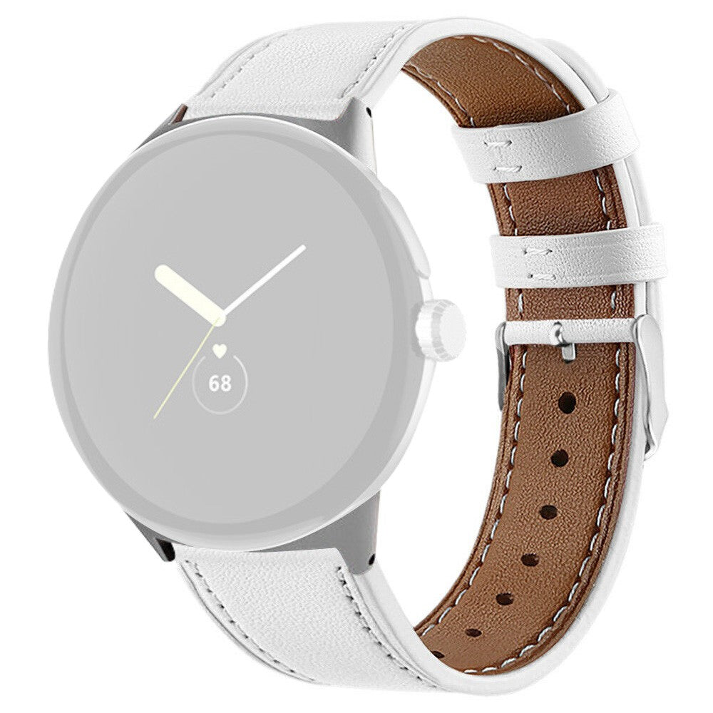 Meget komfortabel Google Pixel Watch Ægte læder Rem - Hvid#serie_3