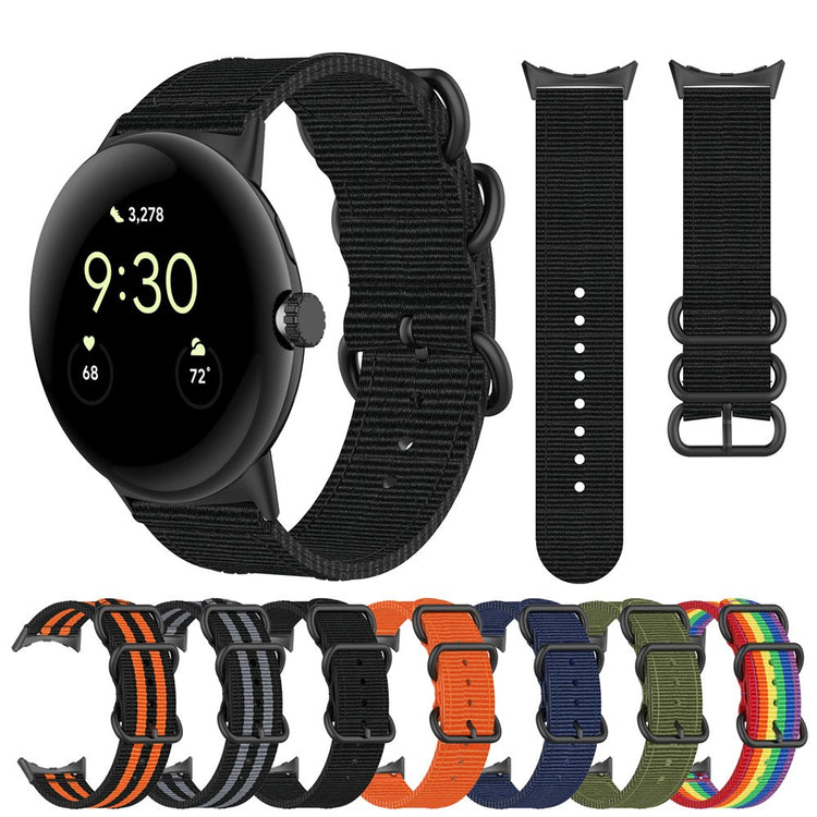 Rigtigt slidstærk Google Pixel Watch Nylon Rem - Sort#serie_1