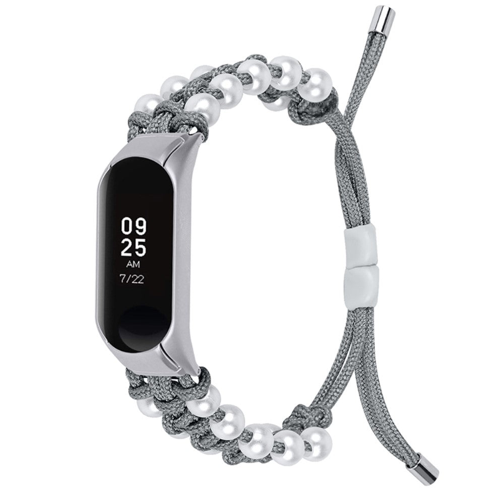  Xiaomi Mi Smart Band 6 / Xiaomi Mi Band 5 Rhinsten og Nylon Rem - Sølv#serie_5