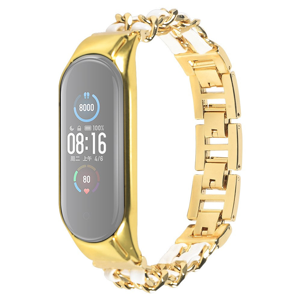 Yndigt Xiaomi Mi Smart Band 6 / Xiaomi Mi Band 5 Metal Rem - Guld#serie_6