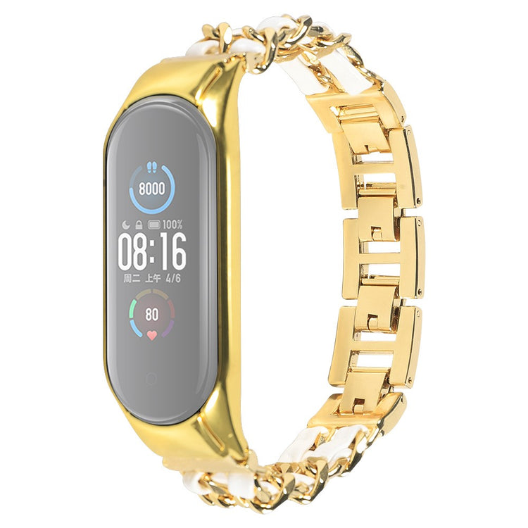 Yndigt Xiaomi Mi Smart Band 6 / Xiaomi Mi Band 5 Metal Rem - Guld#serie_6