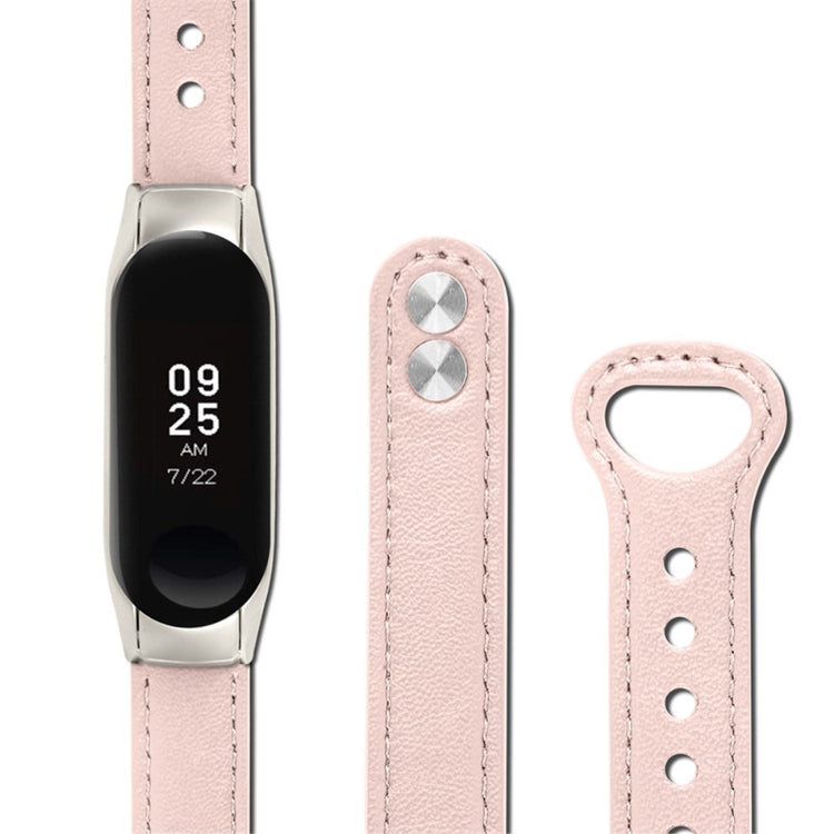 Mega hårdfør Xiaomi Mi Band 7 Ægte læder Urrem - Pink#serie_4