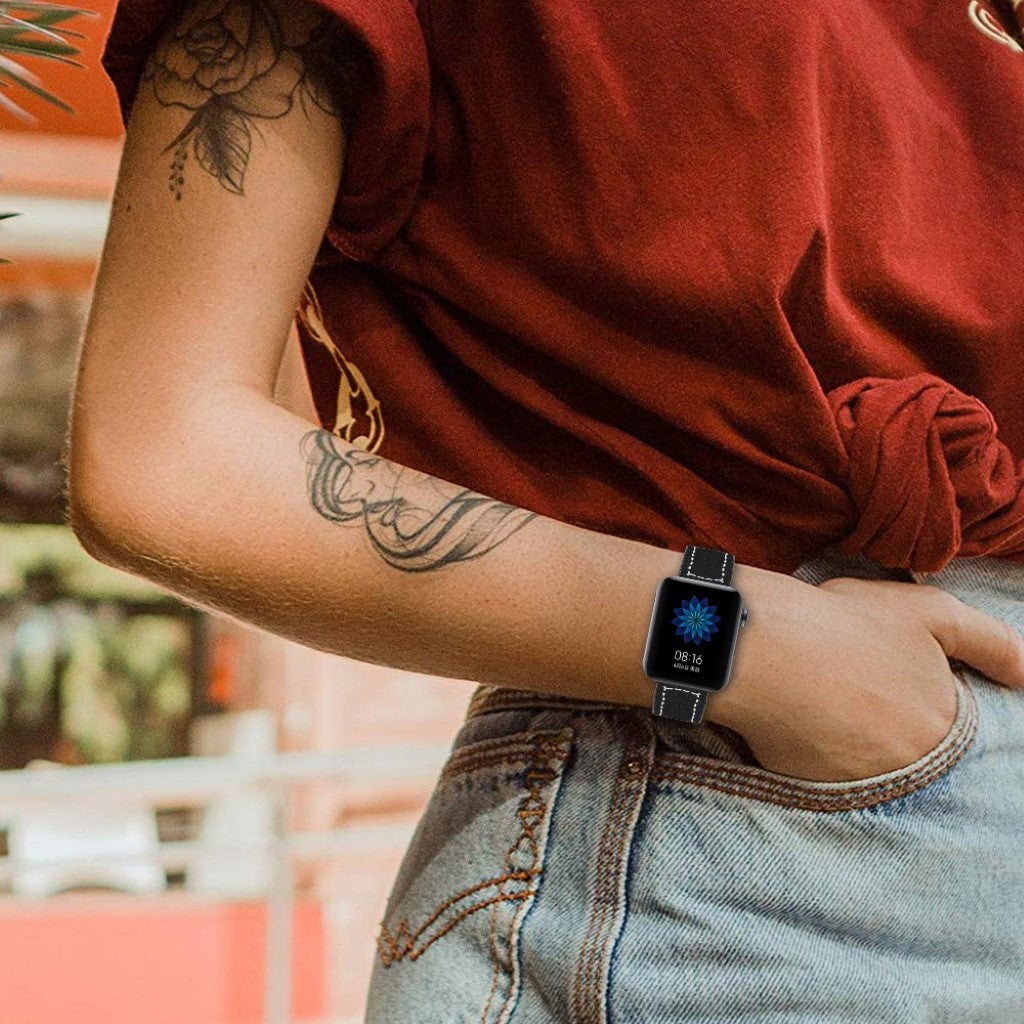 Mega slidstærk Xiaomi Mi Watch Ægte læder Rem - Sort#serie_2
