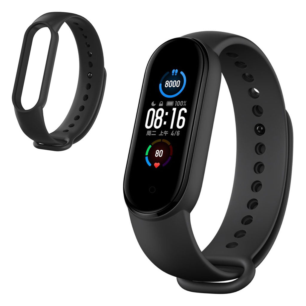 Meget komfortabel Xiaomi Mi Band 5 Silikone Rem - Sort#serie_1