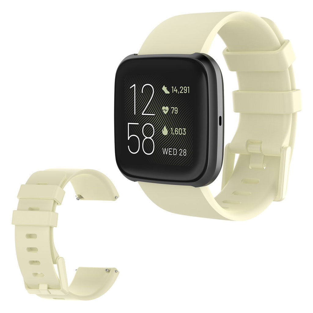 Vildt sejt Fitbit Versa 2 / Fitbit Versa Lite Silikone Rem - Størrelse: S - Beige#serie_6