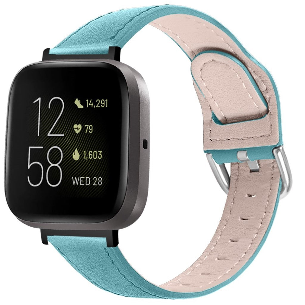 Fantastisk Fitbit Versa 3 / Fitbit Sense Ægte læder Rem - Blå#serie_5