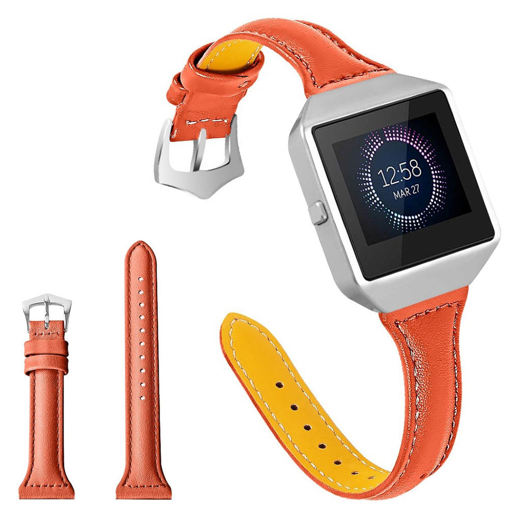 Meget holdbart Fitbit Blaze Ægte læder Rem - Orange#serie_2