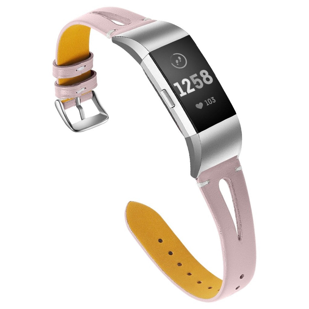 Mega holdbart Fitbit Charge 2 Ægte læder Rem - Pink#serie_4