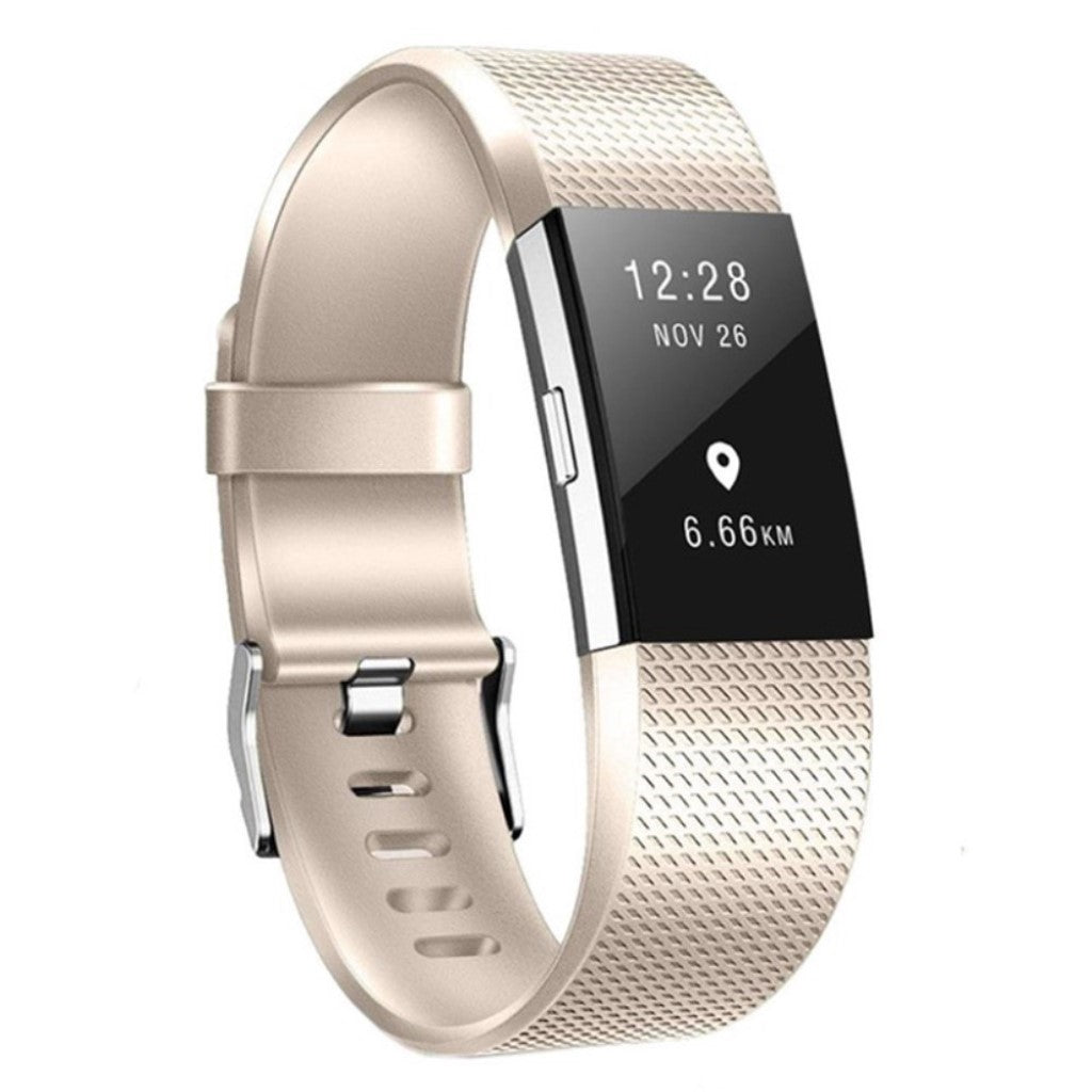 Meget holdbart Fitbit Charge 2 Silikone Rem - Størrelse: L - Guld#serie_3