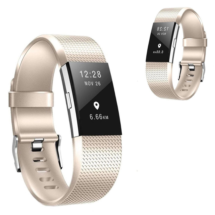 Meget holdbart Fitbit Charge 2 Silikone Rem - Størrelse: L - Guld#serie_3