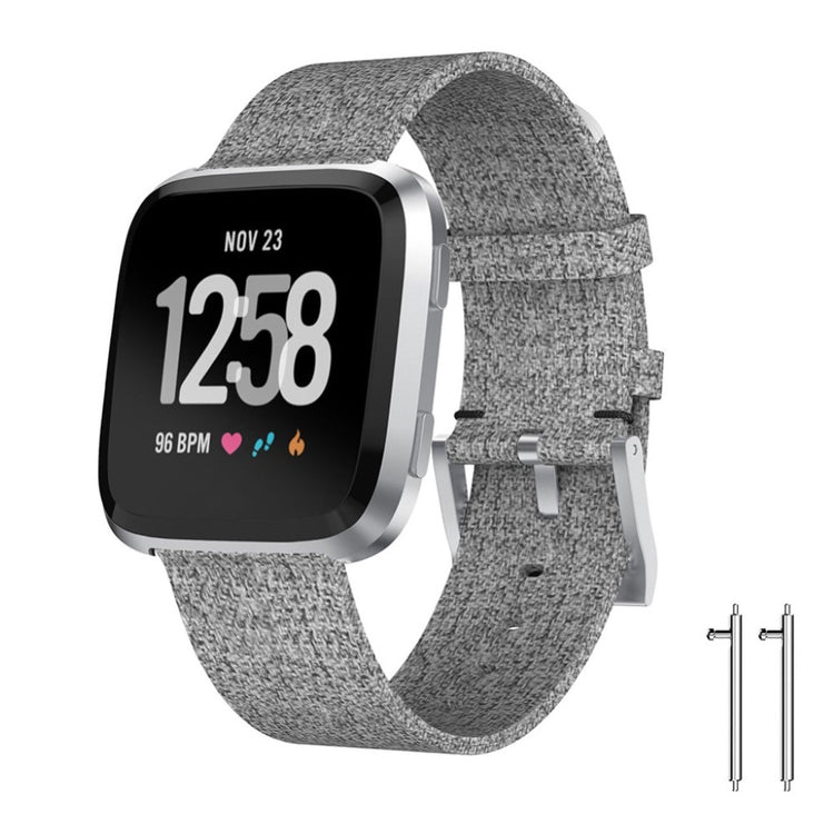 Komfortabel Fitbit Versa Nylon Rem - Sølv#serie_3