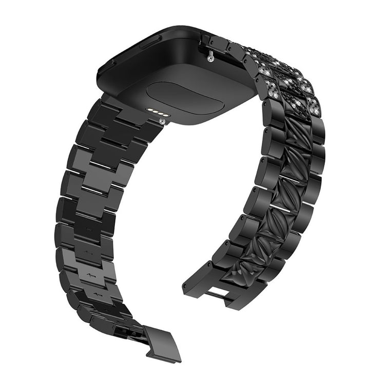 Super cool Fitbit Versa Metal og Rhinsten Rem - Sort#serie_4