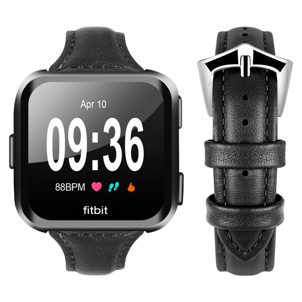 Helt vildt fint Fitbit Versa Kunstlæder Rem - Sort#serie_10