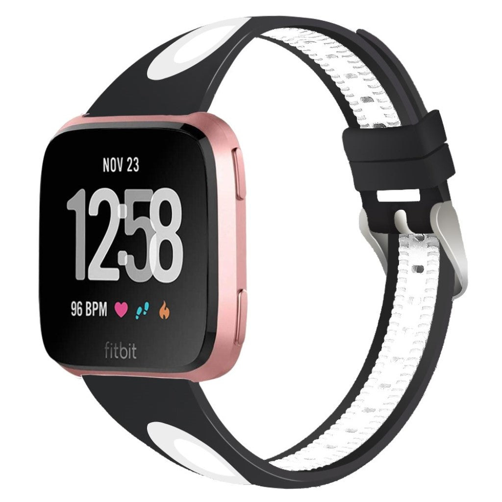 Vildt slidstærk Fitbit Versa Silikone Rem - Sort#serie_1